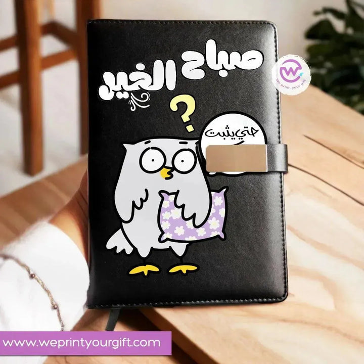 Leather Notebook with Magnetic clip-Comic - WE PRINT