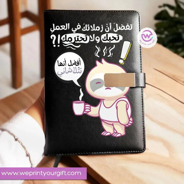 Leather Notebook with Magnetic clip-Comic - WE PRINT