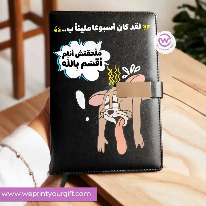 Leather Notebook with Magnetic clip-Comic - WE PRINT