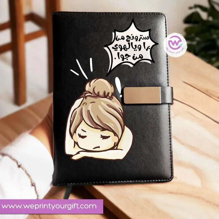 Leather Notebook with Magnetic clip-Comic - WE PRINT