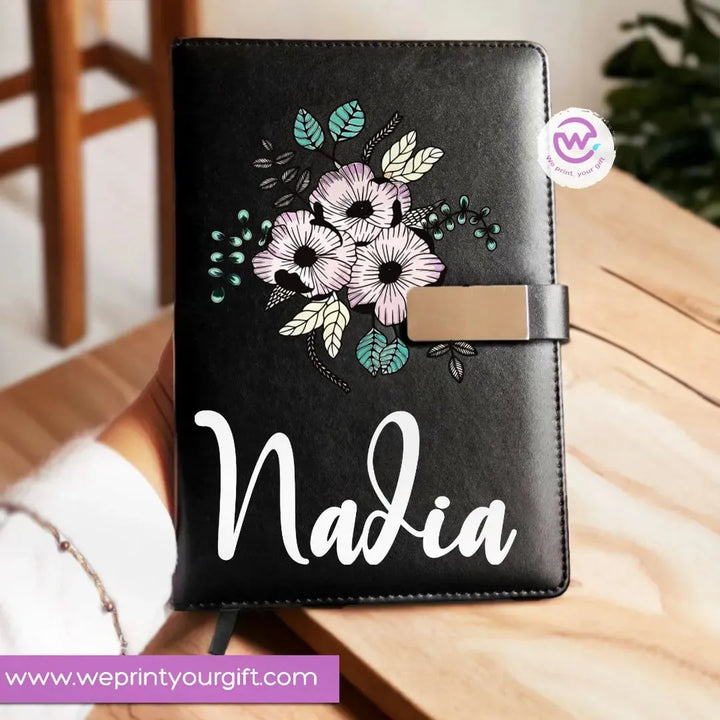 Leather Notebook with Magnetic clip-EN Names - WE PRINT