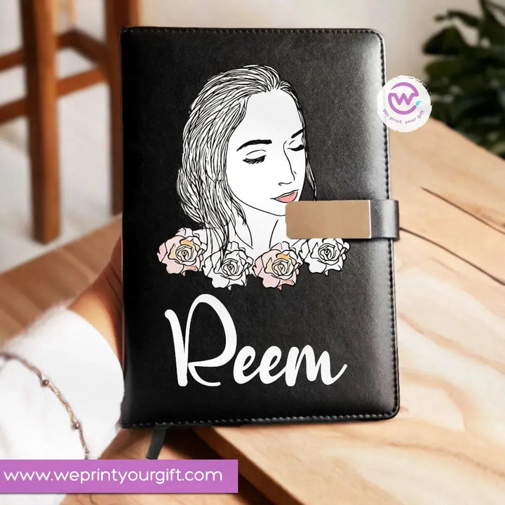 Leather Notebook with Magnetic clip-EN Names - WE PRINT