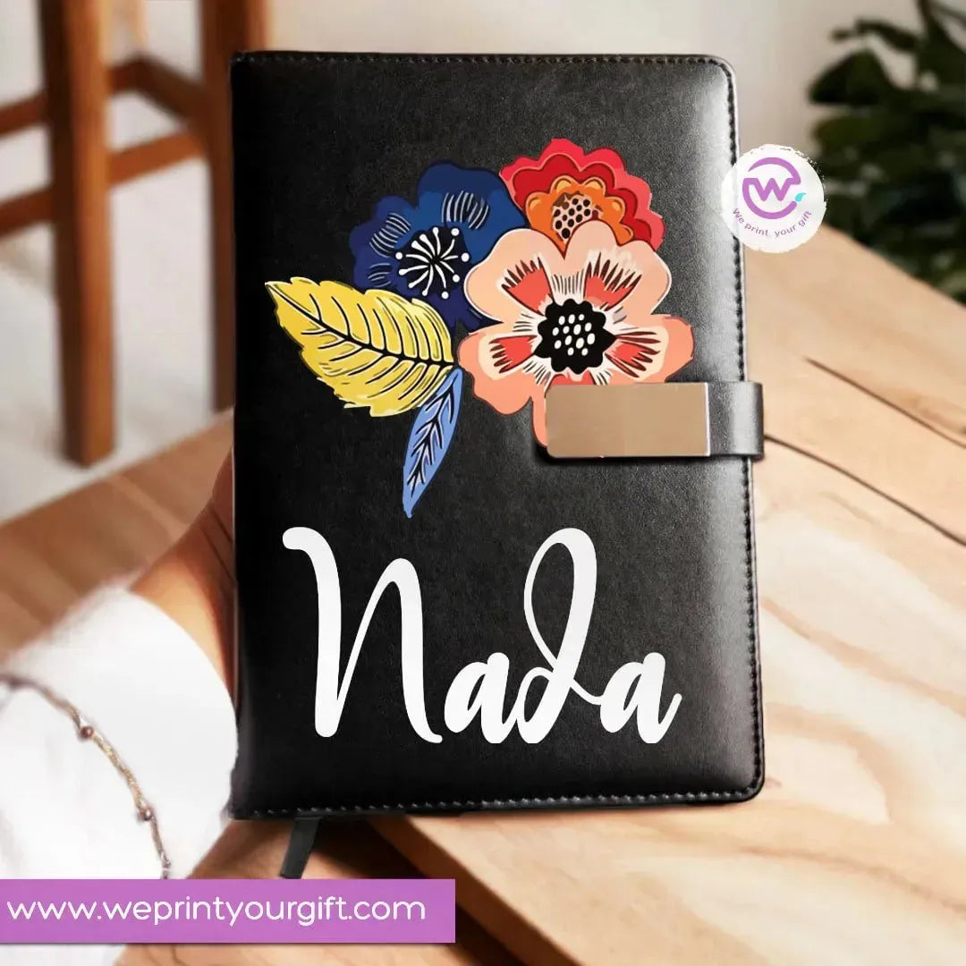 Leather Notebook with Magnetic clip-EN Names - WE PRINT