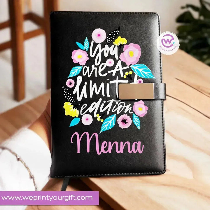 Leather Notebook with Magnetic clip- Motivational-A - WE PRINT