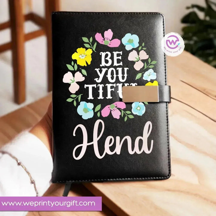 Leather Notebook with Magnetic clip- Motivational-A - WE PRINT