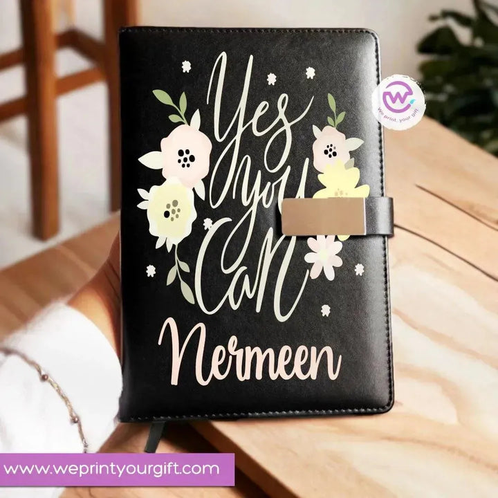 Leather Notebook with Magnetic clip- Motivational-A - WE PRINT