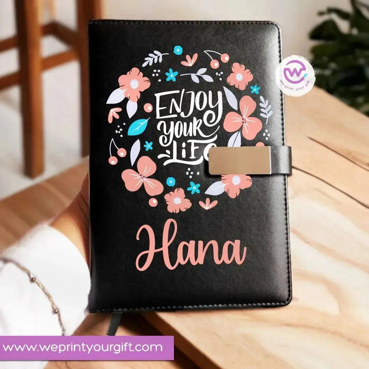 Leather Notebook with Magnetic clip- Motivational-A - WE PRINT