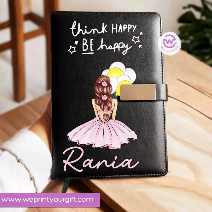 Leather Notebook with Magnetic clip-Motivational EN quotes - WE PRINT