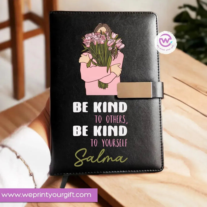 Leather Notebook with Magnetic clip-Motivational EN quotes - WE PRINT