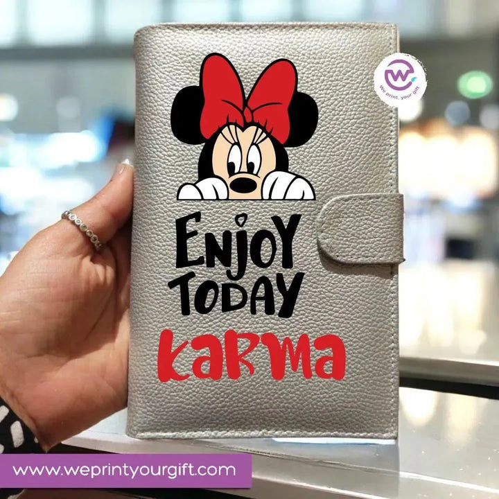 Leather wallet for women-silver -Minnie Mouse - WE PRINT