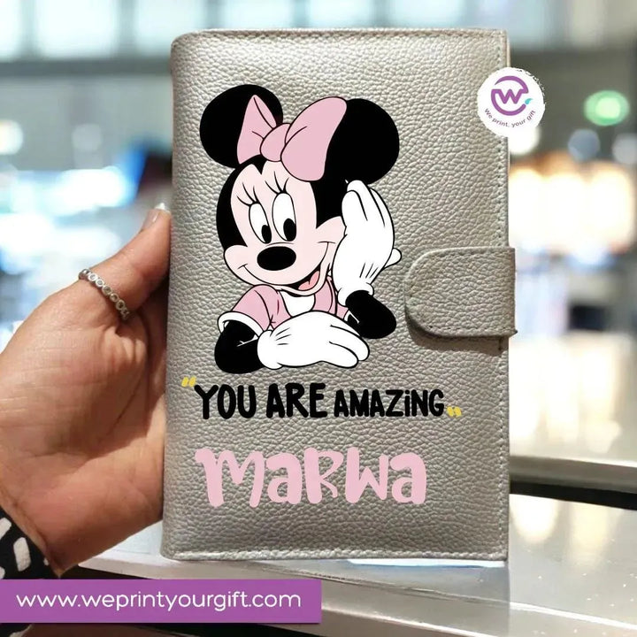 Leather wallet for women-silver -Minnie Mouse - WE PRINT