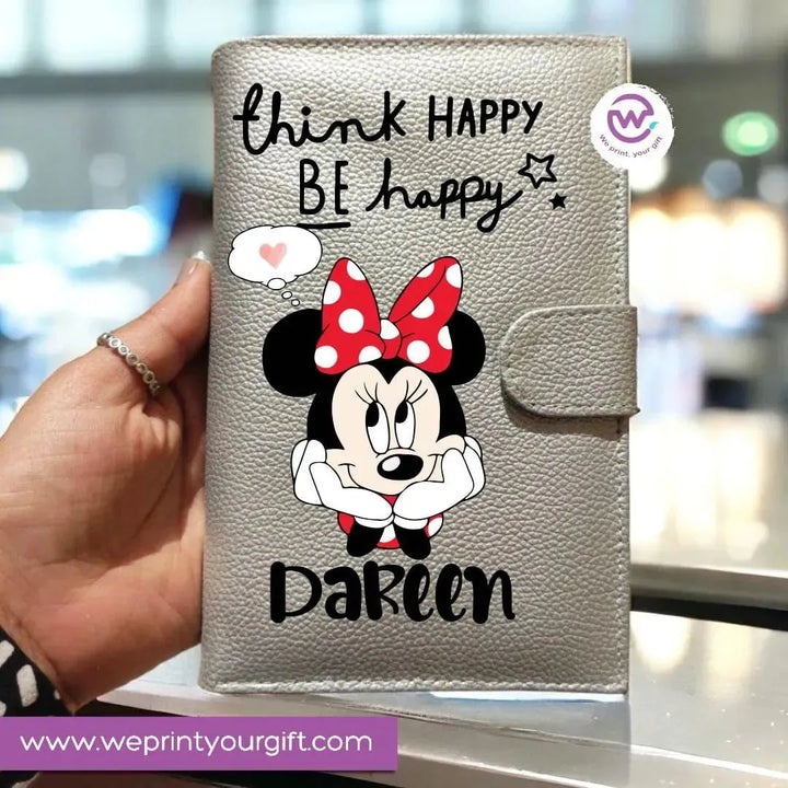 Leather wallet for women-silver -Minnie Mouse - WE PRINT