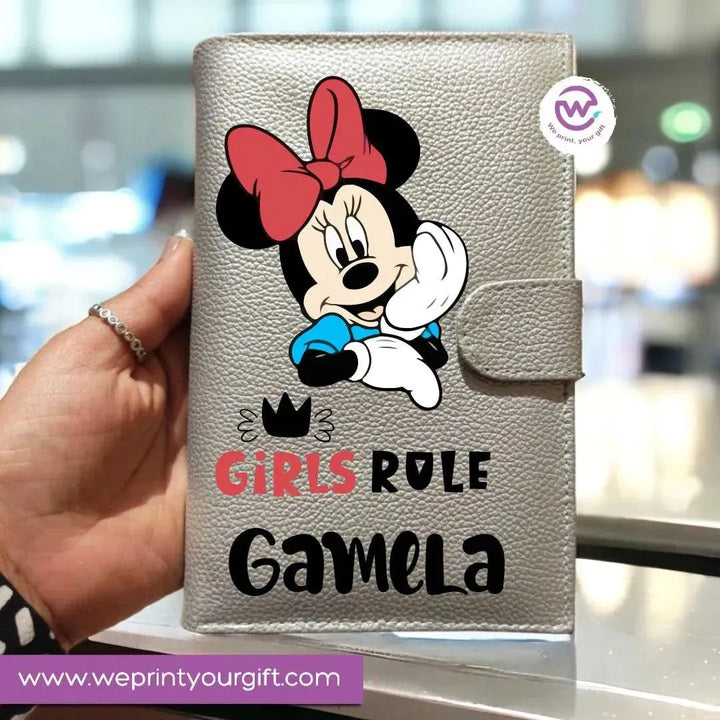 Leather wallet for women-silver -Minnie Mouse - WE PRINT