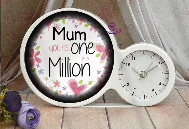 Lighting Mirror With Clock - Mom - WE PRINT