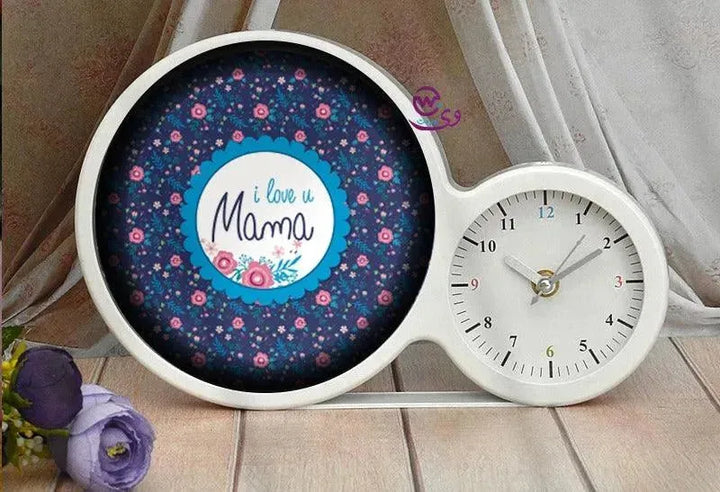 Lighting Mirror With Clock - Mom - WE PRINT