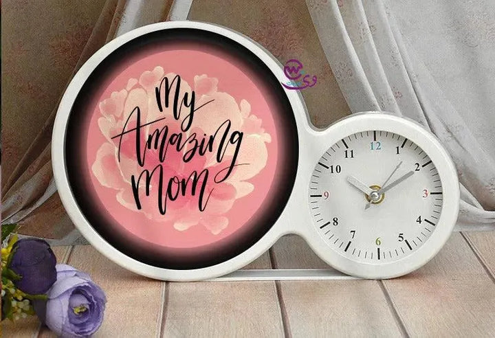 Lighting Mirror With Clock - Mom - WE PRINT