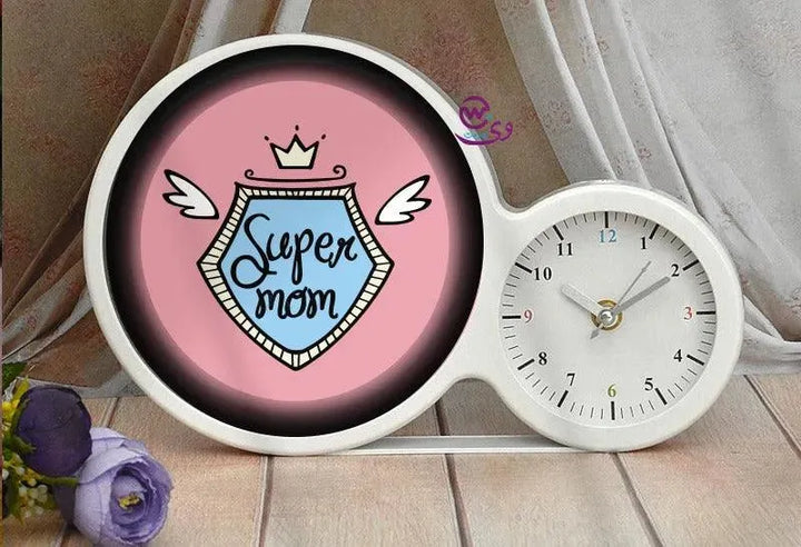 Lighting Mirror With Clock - Mom - WE PRINT