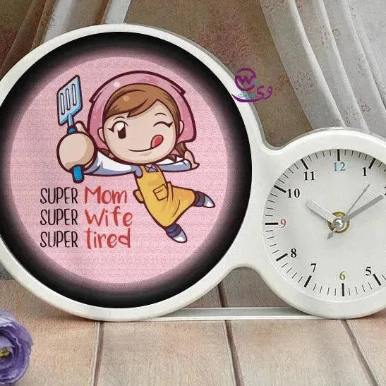 Lighting Mirror With Clock - Mom - WE PRINT