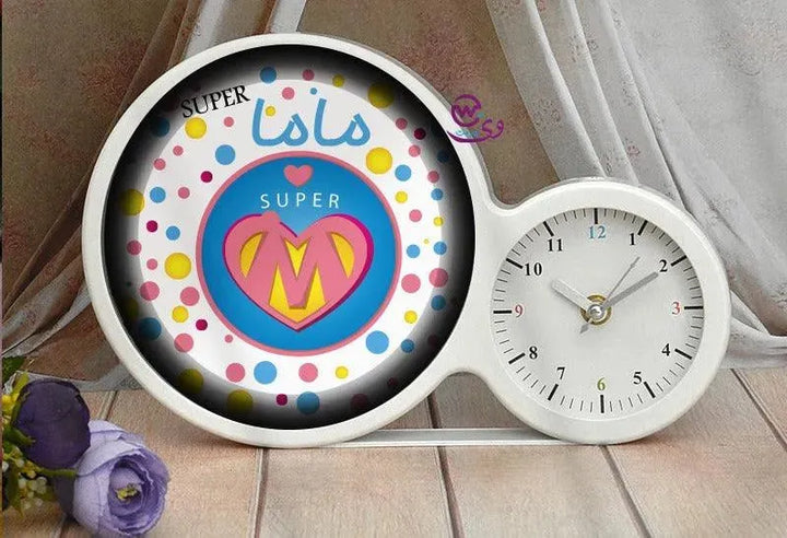 Lighting Mirror With Clock - Mom - WE PRINT