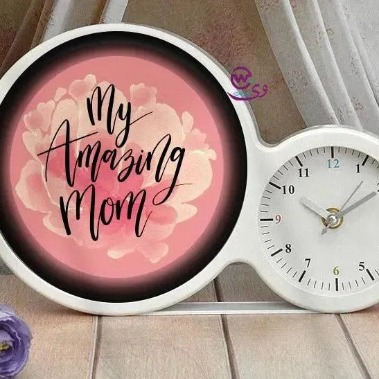 Lighting Mirror With Clock - Mom - WE PRINT