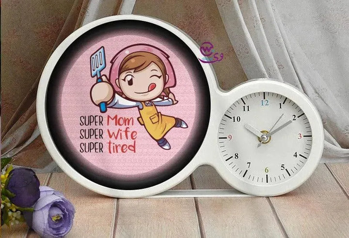 Lighting Mirror With Clock - Mom - WE PRINT