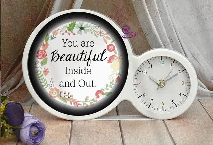 Lighting Mirror With Clock - Mom - WE PRINT