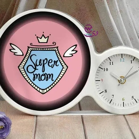 Lighting Mirror With Clock - Mom - WE PRINT