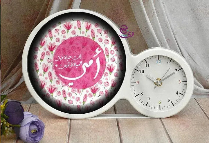 Lighting Mirror With Clock - Mom - WE PRINT