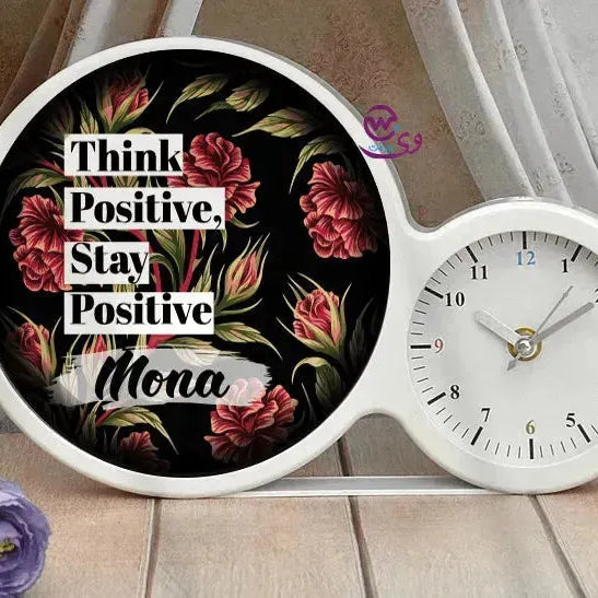 Lighting Mirror With Clock - Names - WE PRINT