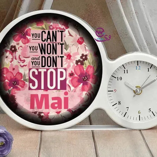 Lighting Mirror With Clock - Names - WE PRINT