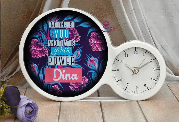 Lighting Mirror With Clock - Names - WE PRINT