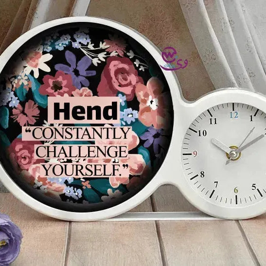 Lighting Mirror With Clock - Names - WE PRINT