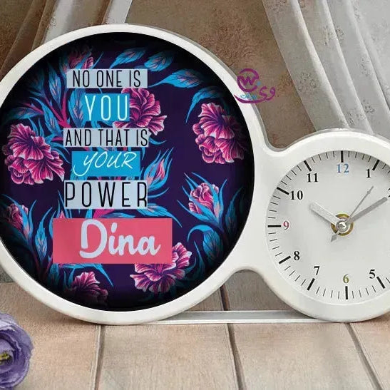 Lighting Mirror With Clock - Names - WE PRINT