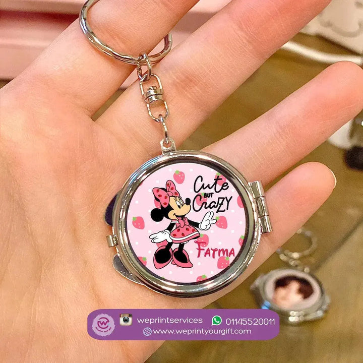 Metal Keychain - With Inside Mirror - Minnie Mouse - WE PRINT