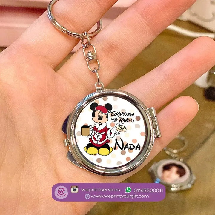 Metal Keychain - With Inside Mirror - Minnie Mouse - WE PRINT