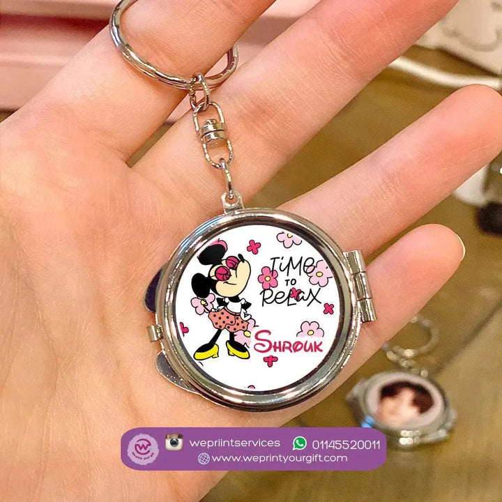 Metal Keychain - With Inside Mirror - Minnie Mouse - WE PRINT