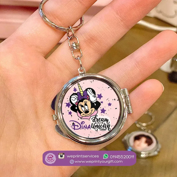 Metal Keychain - With Inside Mirror - Minnie Mouse - WE PRINT