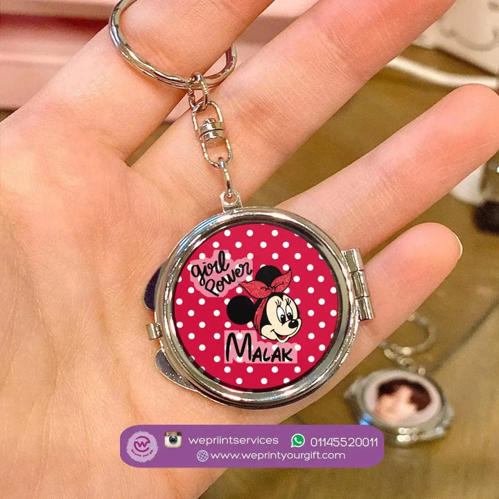 Metal Keychain - With Inside Mirror - Minnie Mouse - WE PRINT