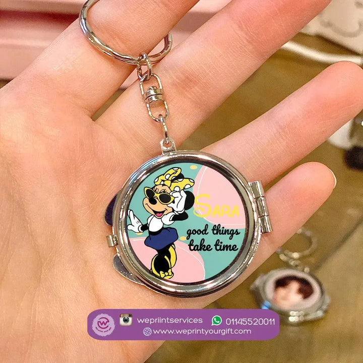 Metal Keychain - With Inside Mirror - Minnie Mouse - WE PRINT