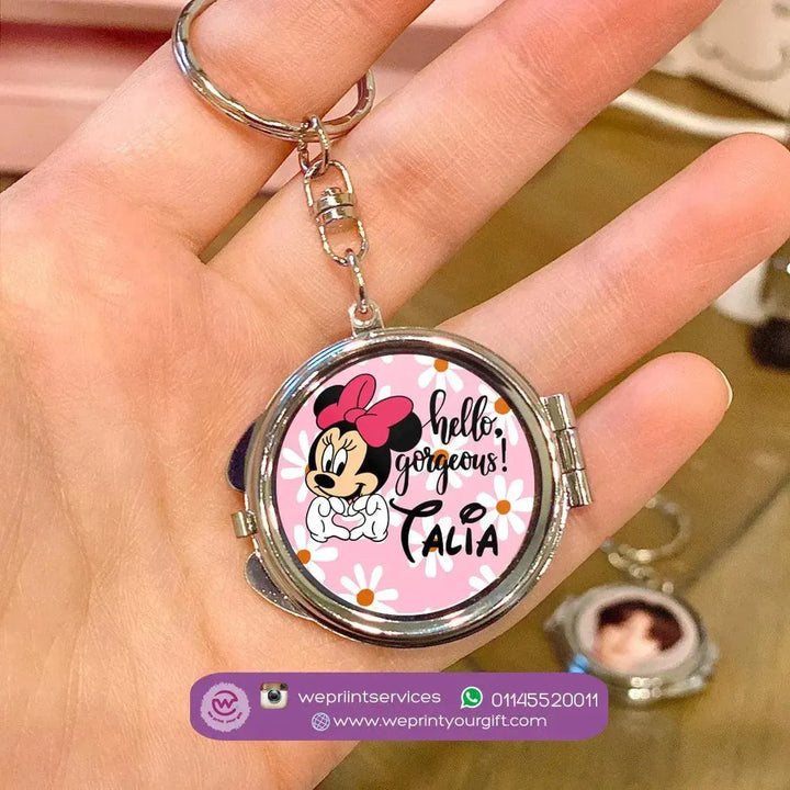 Metal Keychain - With Inside Mirror - Minnie Mouse - WE PRINT