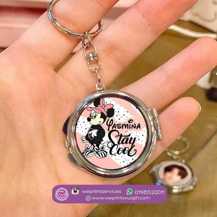 Metal Keychain - With Inside Mirror - Minnie Mouse - WE PRINT