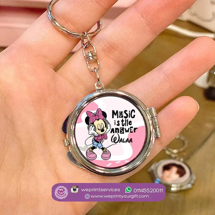 Metal Keychain - With Inside Mirror - Minnie Mouse - WE PRINT