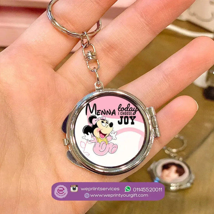 Metal Keychain - With Inside Mirror - Minnie Mouse - WE PRINT