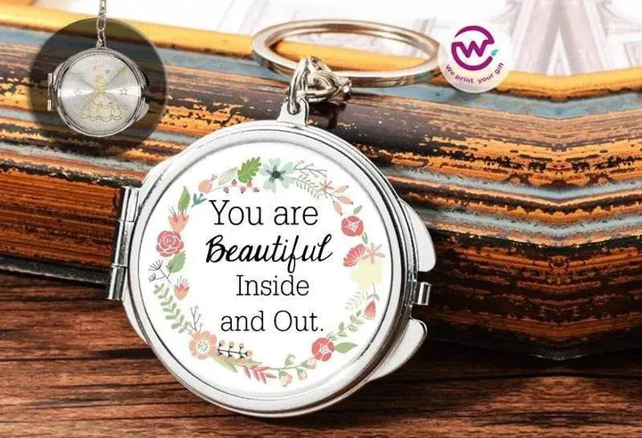 Metal Keychain - With Inside Mirror - Motivational Quotes - WE PRINT