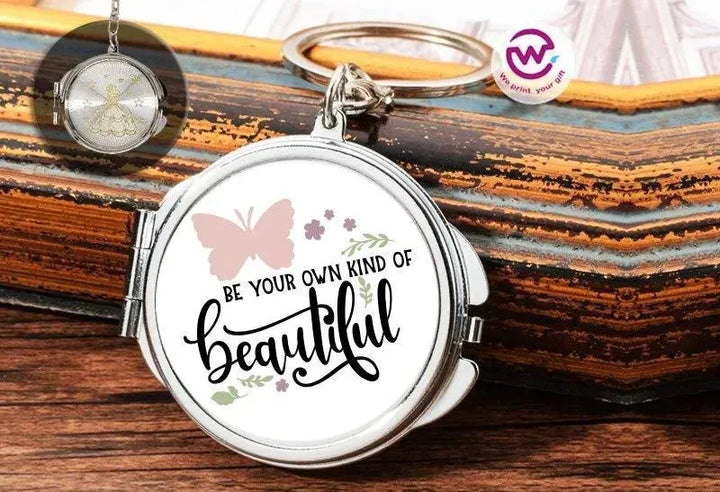 Metal Keychain - With Inside Mirror - Motivational Quotes - WE PRINT