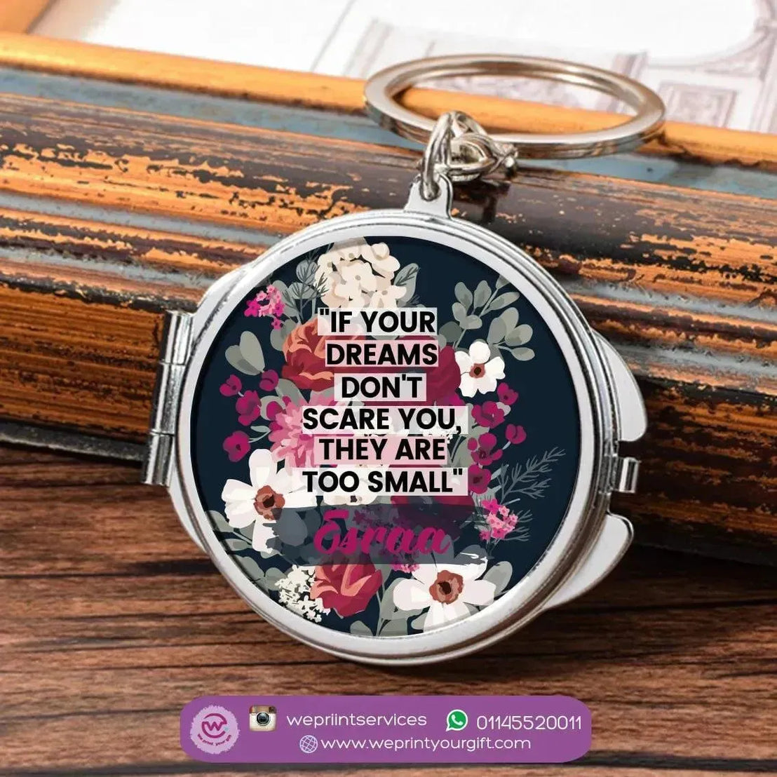 Metal Keychain - With Inside Mirror - Names - WE PRINT