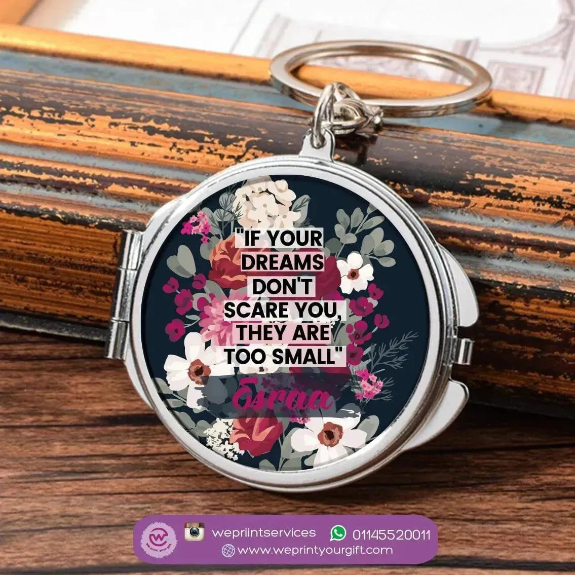 Metal Keychain - With Inside Mirror - Names - WE PRINT