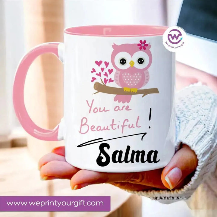 Mug-Colored Inside - Cute Owl - WE PRINT