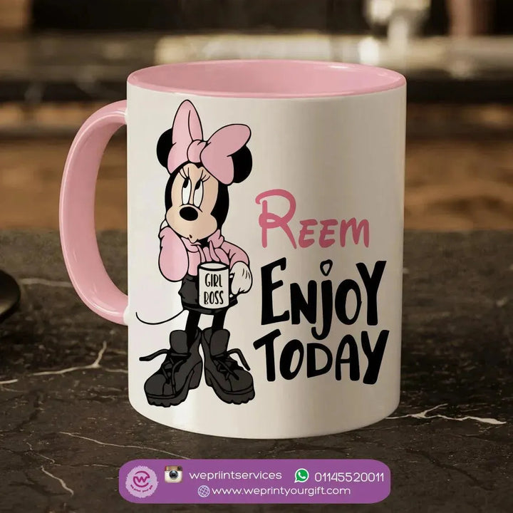 Mug-Colored Inside- Minnie Mouse - WE PRINT