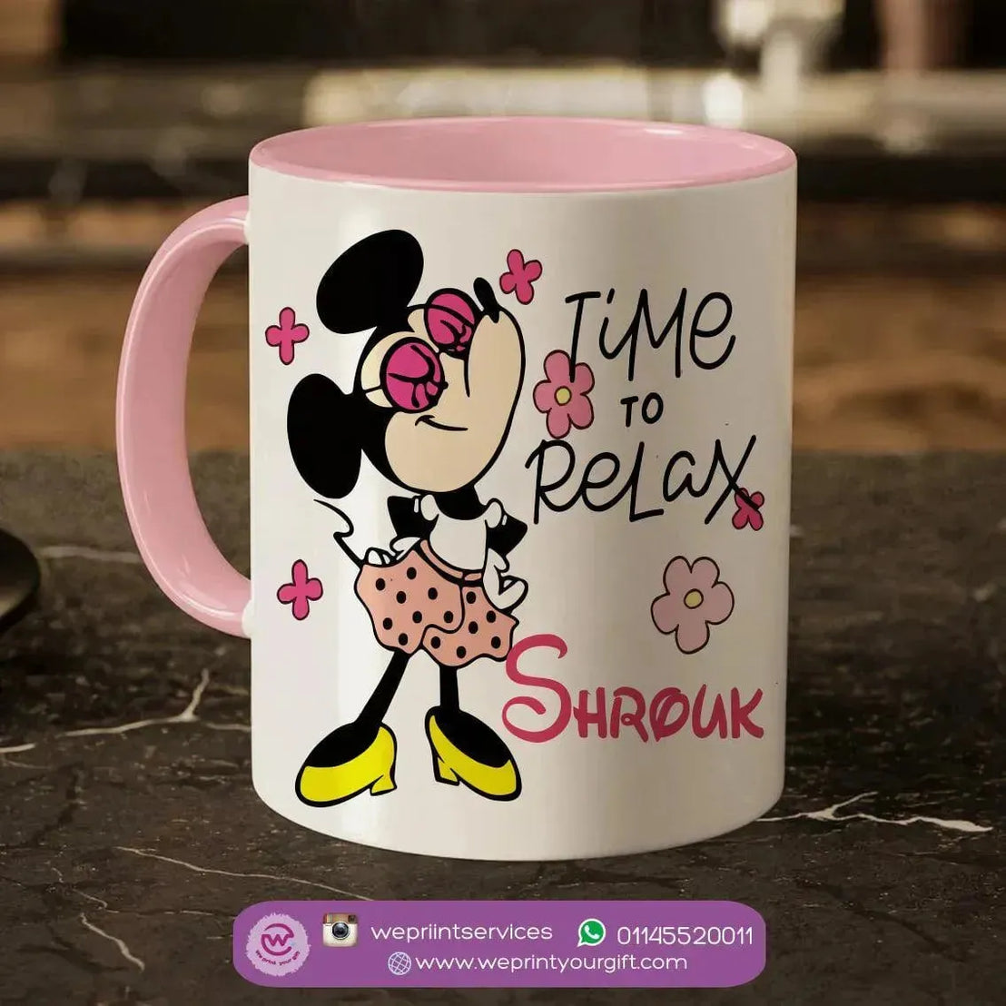 Mug-Colored Inside- Minnie Mouse - WE PRINT